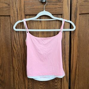 NWOT white fox boutique pink and white tank top